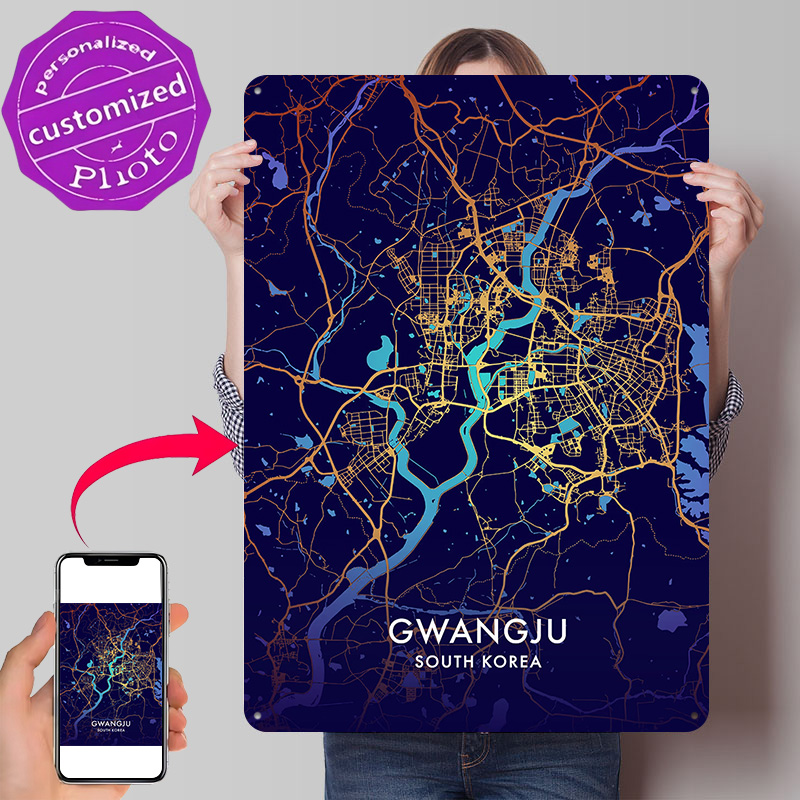Gwangju Şehir Haritası 3D Doku - Custom Map Poster incelemesi ve fiyatı