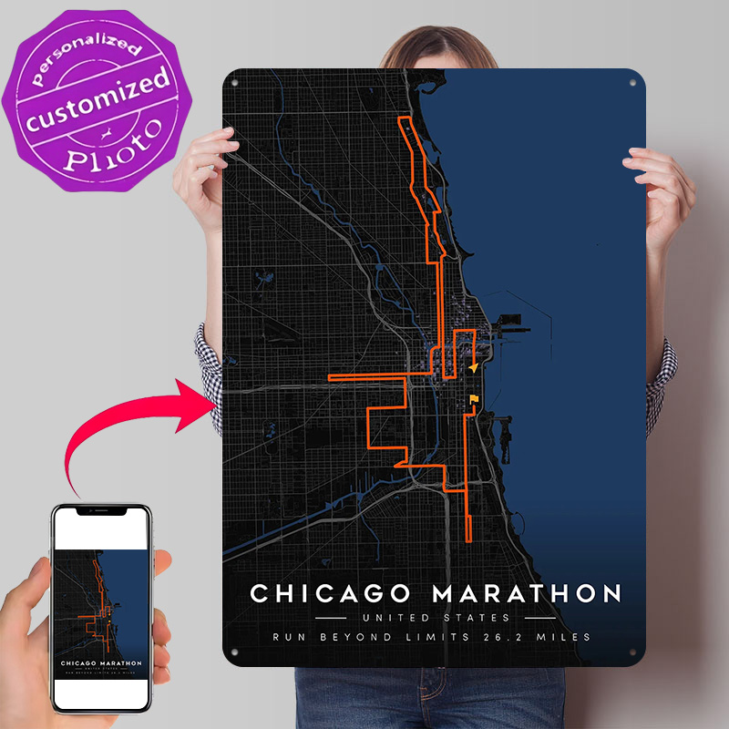 Chicago Maratonu Rota Haritası - Custom Map Poster incelemesi ve fiyatı