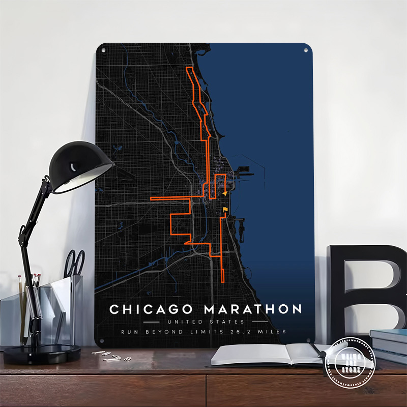Chicago Maratonu Rota Haritası - Custom Map Poster incelemesi ve fiyatı
